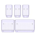 JIALTO 5-Piece Acrylic Drawer Organizer Tray Set – Multipurpose Clear Plastic Storage Bins for Makeup, Cosmetics, Kitchen, Office, Bathroom &amp; Dressing Table Drawer Organizer (Purple)