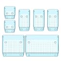 JIALTO Drawer Storage Organizer | Drawer Organizer Trays Set Clear Plastic Storage Bins Bathroom Tray Dividers Acrylic Organizer | Dressing Table Organizer (Sea Blue, 7 Pcs)