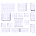 JIALTO Drawer Storage Organizer | Acrylic Divider Trays Set Clear Plastic Storage Bins Purple (16 Pcs)