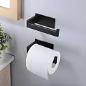 JIALTO Self-Adhesive Tissue Paper Holder/Ideal Towel Hanger for Bathroom/Durable Wall-Mounted Toilet Paper Holder/Stainless Steel Toilet Paper Holder for Bathroom/Matt Black Tissue Holder(1 PCS)