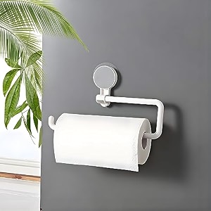 jialto self adhesive toilet paper holder for bathroom amp kitchen wall mounted no drill tissue roll amp towel holder magic sticker multifunctional paper napkin stand white