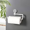JIALTO Self Adhesive Toilet Paper Holder for Bathroom & Kitchen, Wall Mounted No Drill Tissue Roll & Towel Holder, Magic Sticker Multifunctional Paper Napkin Stand (White)