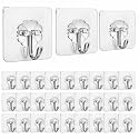 JIALTO Wall Hanging Hooks for Without Drilling | 30 Pack Self Adhesive Hooks for Wall Heavy Duty Strong Nail Free | Kitchen Accessories Items