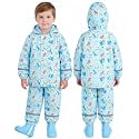 JiAmy Boys Girls Waterproof Suit,Toddler 2-Piece Raincoat with Portable Storage Bag and Reflective Strip for 1-8 Years