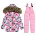 JiAmy Kids 2 Piece Snowsuit Set Girl Winter Hooded Puffer Jacket &amp; Snow Bib Pants Boy Ski Suits(1-12Y)