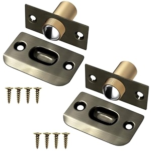 jiayi 2 pack ball catch door hardware - adjustable drive-in latch for top of french doors - invisible pantry ball bearing door catch - bronze