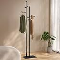JIAYUEJU Metal Standing Coat Rack for Entryway Bedroom Living Room (Black)