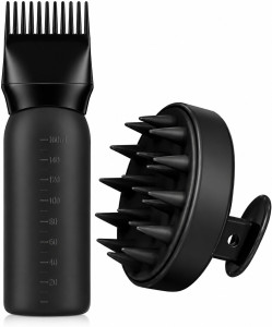jiehuoqiang hair scalp massager brush and 6oz hair dyeing oil applicator shampoo bottle