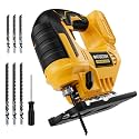 Jig Saw Compatible With Dewalt 20V Battery, NATBEESY Brushless Cordless jig saw tool, LED Work Light, 45° Beveled Cuts, Variable Speed 2900RPM, 3 Orbital Action, 6 Blades for Wood Cutting, Tool Only