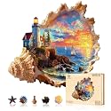 Jigfoxy Wooden Puzzles for Adults, Sunset by the Seaside Wood Puzzles Adult