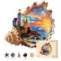 Jigfoxy Wooden Puzzles for Adults, Sunset by the Seaside Wood Puzzles Adult
