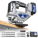 Cerycose Jigsaw Compatible With Dewalt 20v Battery, Cordless jig saw Brushless Motor, 0°- 45° Bevel Cuts, LED Light with 3 Position Orbital Setting (With 5Ah Battery &amp; Charger Station Kit)