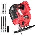 JigSaw Compatible with Milwaukee 18V Battery, NATBEESY Cordless Jig Saw Tool, LED Work Light, 45° Beveled Cuts, Variable Speed 2900RPM, 3 Orbital Action, 6 Blades for Curve Cutting(Tool Only)