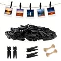 jijAcraft 1.4Inch Mini Clothes Pins - 100Pcs Wooden Clothespins with String