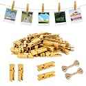 jijAcraft 1.4Inch Mini Clothes Pins - 100Pcs Wooden Clothespins with String