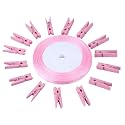 jijAcraft 1.4Inch Mini Clothes Pins - 100Pcs Wooden Clothespins with Ribbon