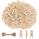 jijAcraft 1 Inch Mini Clothes Pins - 200Pcs Wooden Clothespins with String