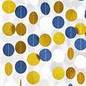 jijAcraft 52Ft Navy Blue and Gold Garland Streamer - 4 Pack Glitter Paper Hanging Decoration, Circle Dots Garland Banner for Wedding, Bridal Shower, Baby Shower, Nautical Pirate Theme Party Decor