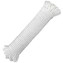 jijAcraft Nylon Rope - 100 Ft White Nylon String, 1/4 Inch Solid Braided Rope, Thick Washing Line for Multi-Purpose Tie Down, Clothesline, Gardening, Craft Projects