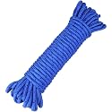 jijAcraft Nylon Rope - 66 Feet Blue with Black Nylon String, 1/3 Inch Solid Braided Thick Strong Rope for Multi- Purpose Tie Down, Clothesline, Gardening, Craft Projects