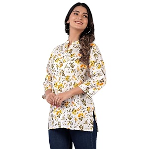Jikonet Womens Printed Rayon Straight Short Kurti