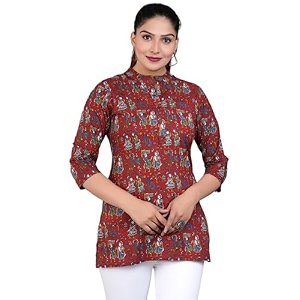 Jikonet Womens Printed Rayon Straight Short Kurti