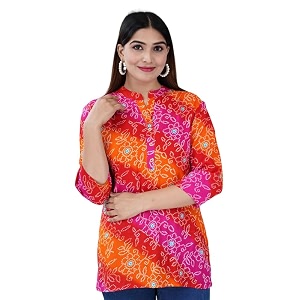 Jikonet Womens Printed Rayon Straight Short Kurti