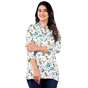 Jikonet Womens Printed Rayon Straight Short Kurti