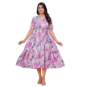 Jikonet Womens Western Dress Floral Printed Cotton