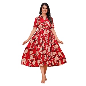 Jikonet Womens Western Dress Floral Printed Cotton