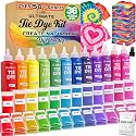 Jim&Gloria Tie Dye Kit, 36 Tiedye Powder 12 Larger Bottles Fabric Dyes for Clothing, Permanent Dye with Soda Ash Tie Dye Kits for Large Groups Paint Party Summer Activities DIY Crafts