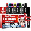 Jim&Gloria Water Resistant Eye Black, Anti-Glare Sports Face Paint Stick, EyeBlack for Softball, Baseball, Football Drip & Game Day Black Eye Makeup, Athletes Accessories Gift 8 Colors