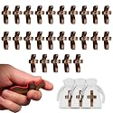 JimSeiSei 25-Pack Wooden Cross Fidget Pocket Prayer Walnut Comfort Cross for Anxiety Relief, Small Wooden Crosses Bulk Christian Gifts for Prayer, Church, Baptism & Mother's Day with Organza Bags