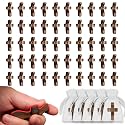 JimSeiSei 50-Pack Wooden Cross Fidget Pocket Prayer, Walnut Comfort Fidget for Anxiety Relief, Small Wooden Crosses Bulk Christian Gifts for for Prayer, Church, Baptism & Mother's Day with Organza Bags