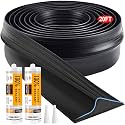 Jin&amp;Bao Universal Garage Door Threshold Seal Strip 20FT Kit, Bottom Waterproof Rubber Weather Stripping Replacement（Black, 2 Adhesive）