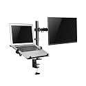 Jin Office Dual Monitor Stand Arm With Laptop Tray |Supports 13-32 inch Screen,3 year Warranty |9 kg Weight Cap. per Arm| Height Adjustable Monitor and Laptop Mount Arm| Tilt, Rotation, Swivel Feature