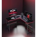 JIN OFFICE L-Shaped Computer Table with Monitor Riser | Gaming Desk with Carbon Fibre Top | 100 KG Wt. Cap | Home Office Study Table Desk | Computer Workstation (1200+1200)*450 * 730 mm