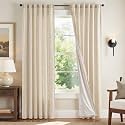 jinchan Beige Floral Linen Curtains for Living