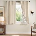 jinchan Beige Floral Linen Curtains for Living