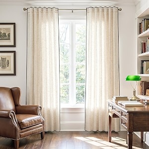 jinchan Beige Linen Curtains with Black Trim