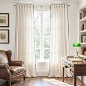 jinchan Beige Linen Curtains with Black Trim