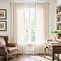 jinchan Beige Linen Curtains with Black Trim