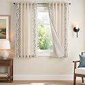 jinchan Blue Floral Linen Curtains for Living