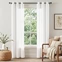 jinchan Linen White Curtains 84 Inch Long