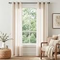 jinchan Linen Curtains 84 Inch Light Filtering