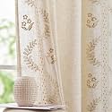 jinchan Floral Lined Linen Curtains 63 Inch