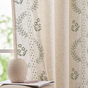 jinchan Floral Lined Linen Curtains 84 Inch