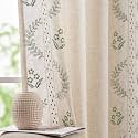 jinchan Floral Lined Linen Curtains 96 Inch
