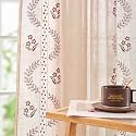 jinchan Floral Linen Curtains 63 Inch Farmhouse