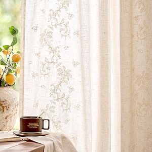 jinchan Floral Linen Curtains Back Tab 50x96